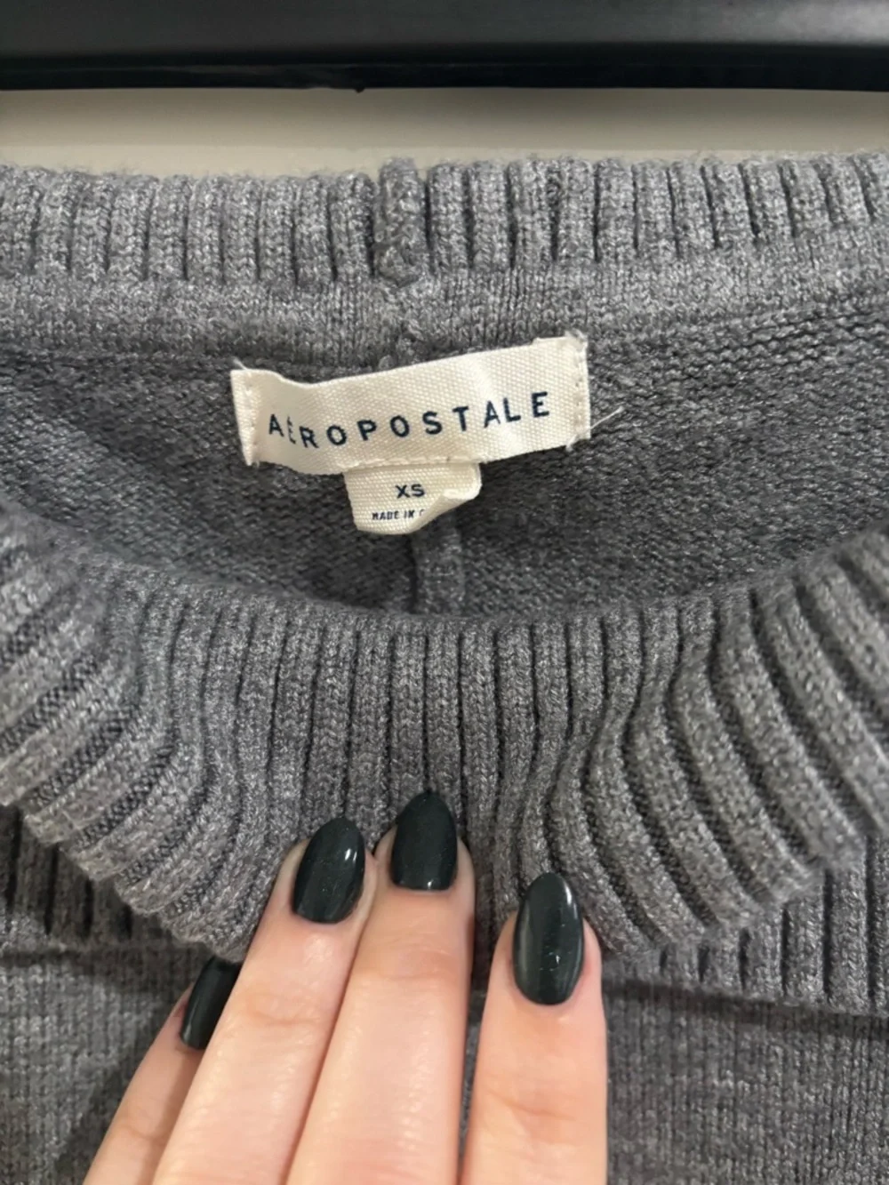 Aeropostale Gray Knit Fold-Over Waist Sweatpants - Picture 2 of 2